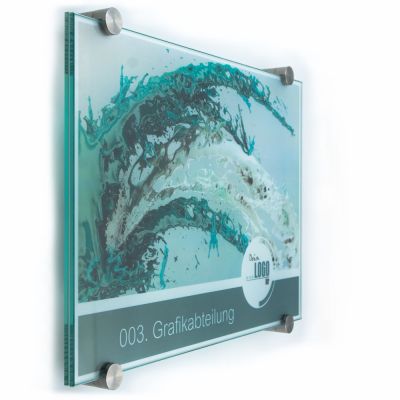 Türschild VITRUM K , Glasschild, Büroschild, Doppelglasschild